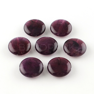 Flat Round Imitation Gemstone Acrylic Beads OACR-R051-05-1