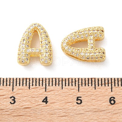Rack Plating Brass Micro Pave Cubic Zirconia Slide Charms KK-C084-34G-A-1