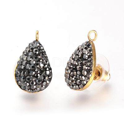 Polymer Clay Rhinestone Stud Earring Findings EJEW-S197-01-1