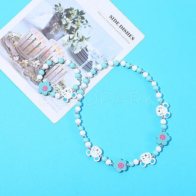 Plastic & Wood Beaded Necklaces & Beaded Bracelets Sets WG31E53-19-1