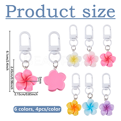 24Pcs 6 Colors Resin Flower Pendant Decorations HJEW-DC0001-32-1