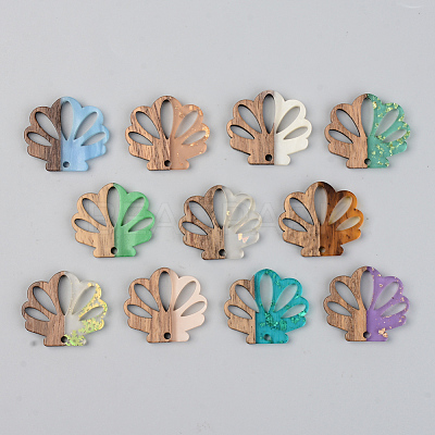 Resin & Walnut Wood Pendants RESI-S389-047B-1