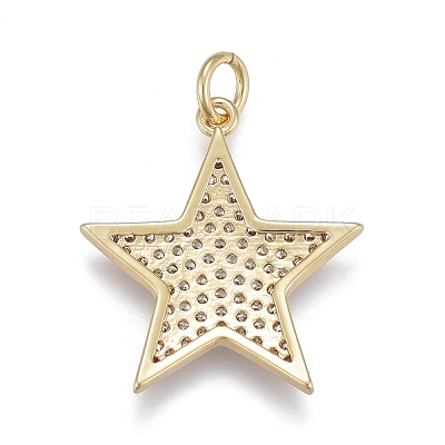 Brass Micro Pave Clear Cubic Zirconia Pendants ZIRC-M108-28-1