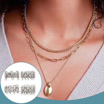 4Pcs 4 Styles Brass Box Clasps KK-DR0001-13-1