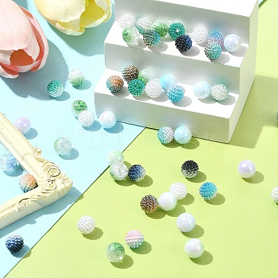 200Pcs 10 Styles Imitation Pearl & Opaque Acrylic Berry Beads OACR-FS0001-96A-1