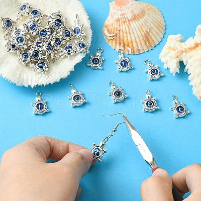 30Pcs Tibetan Style Alloy & Evil Eye Resin Pendants PALLOY-CJ0002-78-1