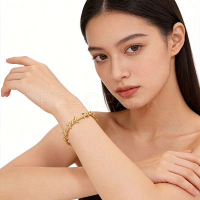 Dark Gothic Punk Irregular Thorn Wavy 304 Stainless Steel Open Cuff Bangles for Men Women EP9765-1-1