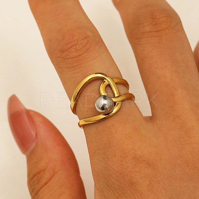304 Stainless Steel with Cubic Zirconia Cuff Rings for Women FS-WG503C7-03-1