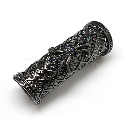 Rack Plating Brass Micro Pave Cubic Zirconia Beads X-ZIRC-S052-002B-1