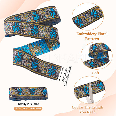 Ethnic Style Embroidery Polyester Ribbons SK-TAC0001-03-1
