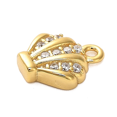 925 Sterling Silver Micro Pave Clear Cubic Zirconia Shell Shaped Charms STER-U009-09G-01-1