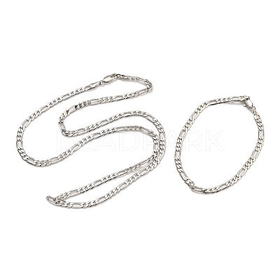 Brass Figaro Chain Bracelets & Necklaces for Women NJEW-U011-11P-1