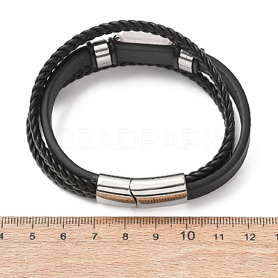Natural Rose Quartz & Braided Microfiber Leather Multi-strand Bracelets for Women Men GG-CBAEA55-01D-1