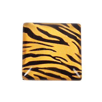 Mosaic Printed Glass Square Cabochons X-GGLA-N001-10mm-G-1