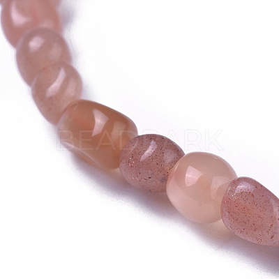 Natural Sunstone Bead Stretch Bracelets BJEW-K213-35-1
