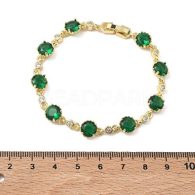 Brass Micro Pave Cubic Zirconia Link Cahin Bracelets for Women BJEW-A172-01G-1