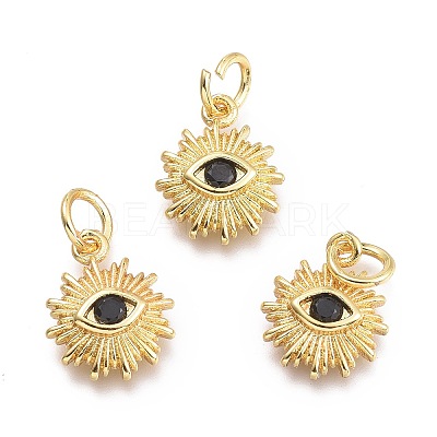 Brass Micro Pave Cubic Zirconia Pendants KK-P187-16C-G-1