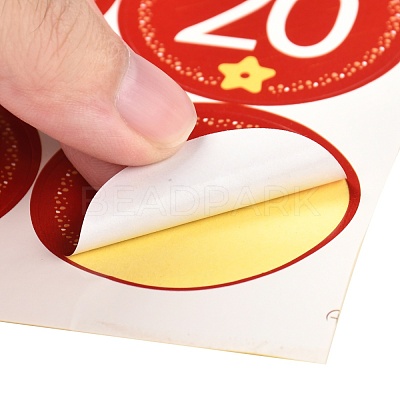 Christmas Theme Round Paper Gift Tag Self-Adhesive Stickers DIY-K032-82A-1