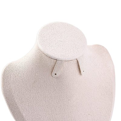 Bust Shaped Microfiber & Wood Jewelry Necklace & Earrings Display Stands NDIS-H042-01A-03-1