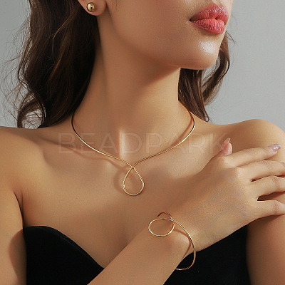Teardrop Alloy Bangles & Necklaces Sets FS-WG43B4A-04-1