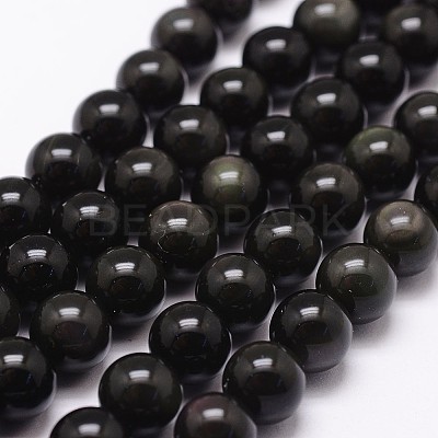 Natural Rainbow Obsidian Beads Strands G-D838-6mm-04-1