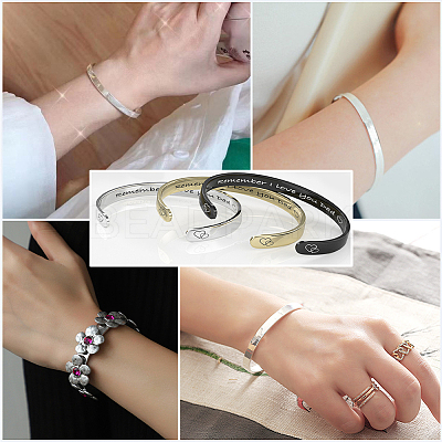 304 Stainless Steel Bangle Blank Strips MAK-WH0016-02A-P-1