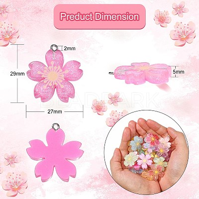 24Pcs 12 Colors Translucent Resin Pendants RESI-CJ0002-50-1