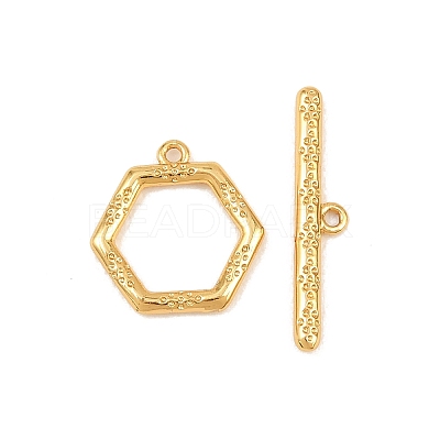 Hexagon Brass Toggle Clasps KK-G548-40G-1