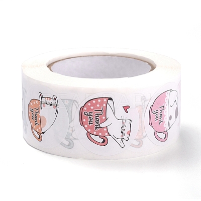 500 Adorable Round Cartoon Stickers in 6 Designs DIY-B010-01-1