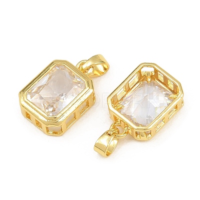 Brass Pave Clear Cubic Zirconia Charms CU-CBAA571-15G-1