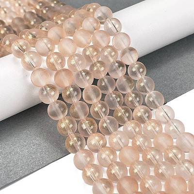 Frosted Transparent Glass Bead Strands GLAA-P065-8mm-05-1