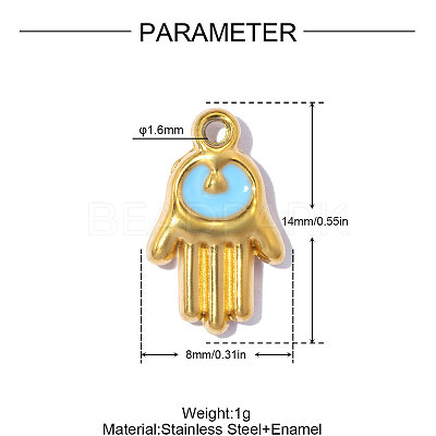 304 Stainless Steel with Light Sky Blue Enamel Charms SA-OY002-22G-1