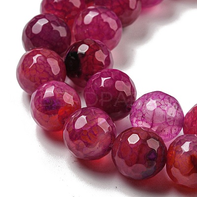 Faceted Natural Dragon Veins Agate Beads Strands G-F447-12mm-P01-1