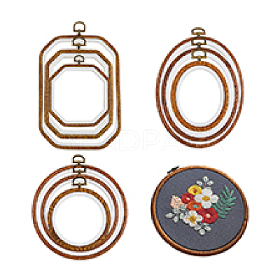 9Pcs 9 Style Plastic Cross Stitch Embroidery Hoops FIND-DC0004-90-1