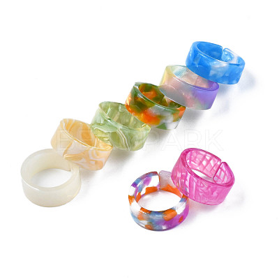 Resin Wide Band Cuff Ring RJEW-T022-013-1