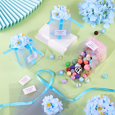 Clear PVC Candy Gift Packaging Boxes with Ribbon & Artificial Flower CON-TAC0001-20B-1