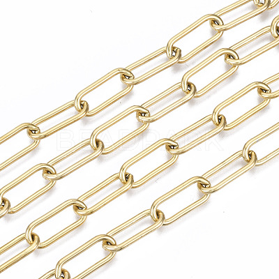 PVD Vacuum Plating 304 Stainless Steel Paperclip Chains CHS-N001-02G-1