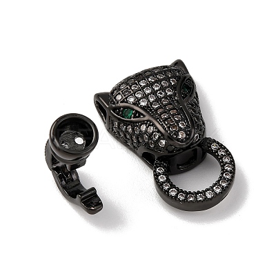 Brass Micro Pave Cubic Zirconia Fold Over Clasps ZIRC-L062-K01-M-1-1