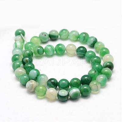 Natural Striped Agate/Banded Agate Bead Strands G-K155-B-6mm-08-1
