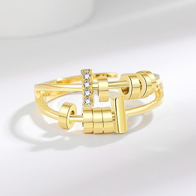 Adjustable Brass Micro Pave Cubic Zirconia Cuff Open Rings FS-WG9EABB-02-1