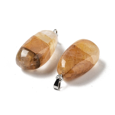 Natural Yellow Hematoid Quartz Pendants G-P525-01P-04-1