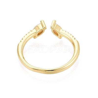 Brass Micro Pave Cubic Zirconia Cuff Rings for Women KK-T071-74G-1