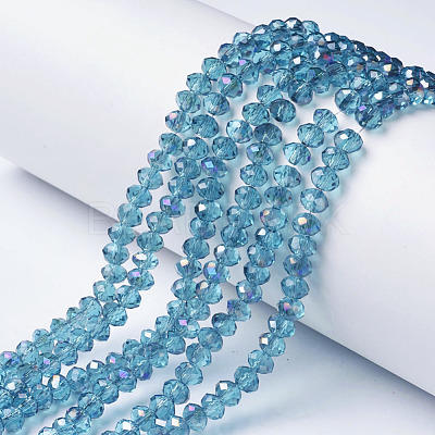 Electroplate Transparent Glass Beads Strands EGLA-A034-T6mm-F17-1
