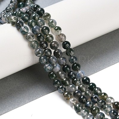 Natural Moss Agate Bead Strands X-G-J358-01-6mm-1