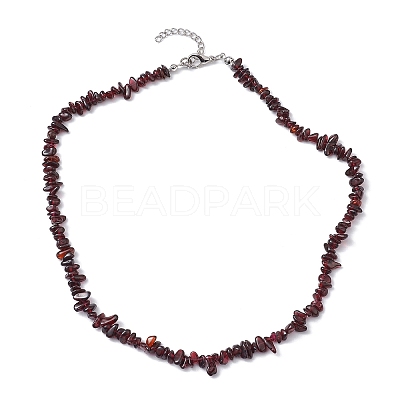 Natural Garnet Chip Beaded Necklace NJEW-JN04615-09-1