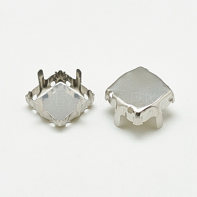 Non-Tarnish 201 Stainless Steel Sew on Prong Settings STAS-T032-08-12mm-1