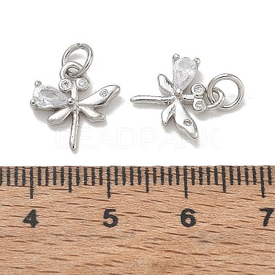 Brass Micro Pave Clear Cubic Zirconia with Glass Charms CU-CBA6E4E-16P-1