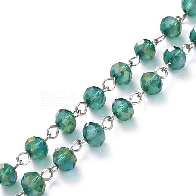 Handmade Electroplate Glass Beaded Chains AJEW-JB00529-1