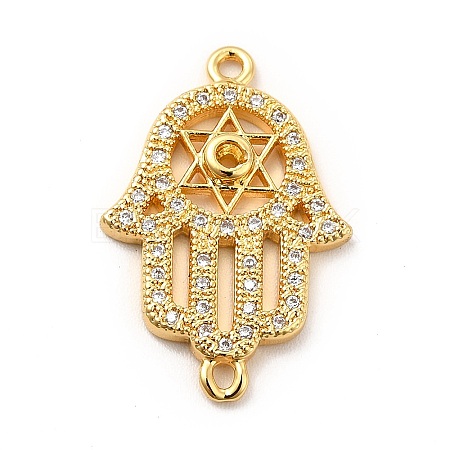 Eco-Friendly Rack Plating Brass Micro Pave Clear Cubic Zirconia Connector Charms KK-F847-05G-1