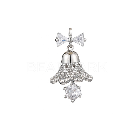 Rack Plating Brass with Cubic Zirconia Pendants KK-Q010-08P-1